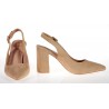 Czółenka zamszowe bez pięty na słupku 8 cm. beżowe