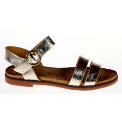 Sandały damskie na płaskim obcasie złote