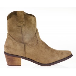 Botki kowbojki zamszowe na słupku 5 cm. beżowe