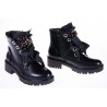 Botki sznurowane na grubej podeszwie czarne