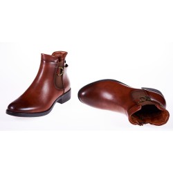 Botki sztyblety na niskim obcasie brąz camel