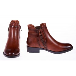 Botki sztyblety na niskim obcasie brąz camel