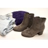 Botki zamszowe na słupku 6 cm. szare