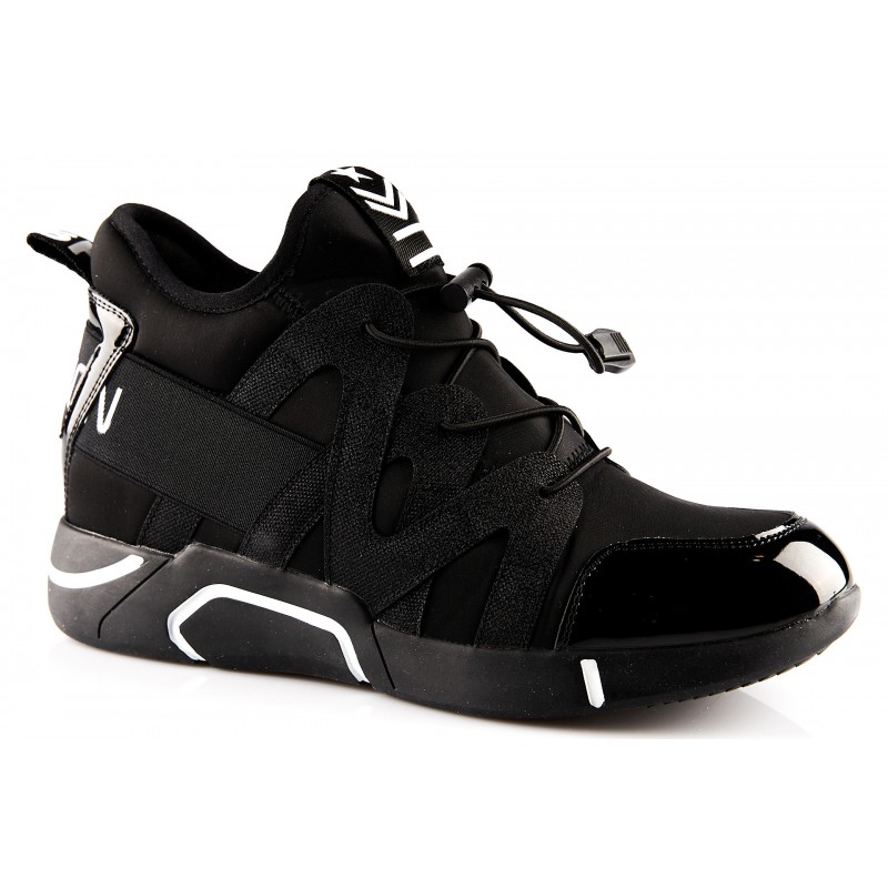Sportowe botki sneakersy na koturnie czarne