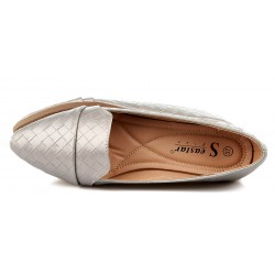 Balerinki lordsy płaskie szpic szare srebrne