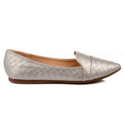 Balerinki lordsy płaskie szpic szare srebrne