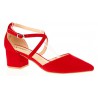 Czółenka sandały zamszowe na słupku 5,5 cm. czerwone