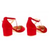 Czółenka sandały zamszowe na słupku 5,5 cm. czerwone