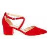 Czółenka sandały zamszowe na słupku 5,5 cm. czerwone