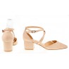 Czółenka sandały zamszowe na słupku 5,5 cm. beżowe
