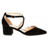 Czółenka sandały zamszowe na słupku 5,5 cm. czarne