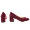 Czółenka zamszowe na niskim słupku 5 cm. bordowe