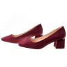 Czółenka zamszowe na niskim słupku 5 cm. bordowe