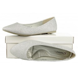 Balerinki baletki płaskie srebrne brokatowe