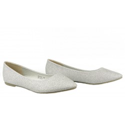 Balerinki baletki płaskie srebrne brokatowe