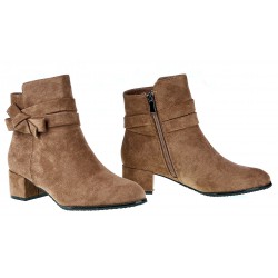 Botki zamszowe na słupku 4,5 cm. khaki