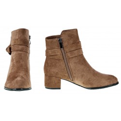 Botki zamszowe na słupku 4,5 cm. khaki