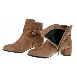 Botki zamszowe na słupku 4,5 cm. khaki