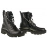 Botki na grubej podeszwie sznurowane zamek czarne