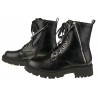 Botki na grubej podeszwie sznurowane zamek czarne