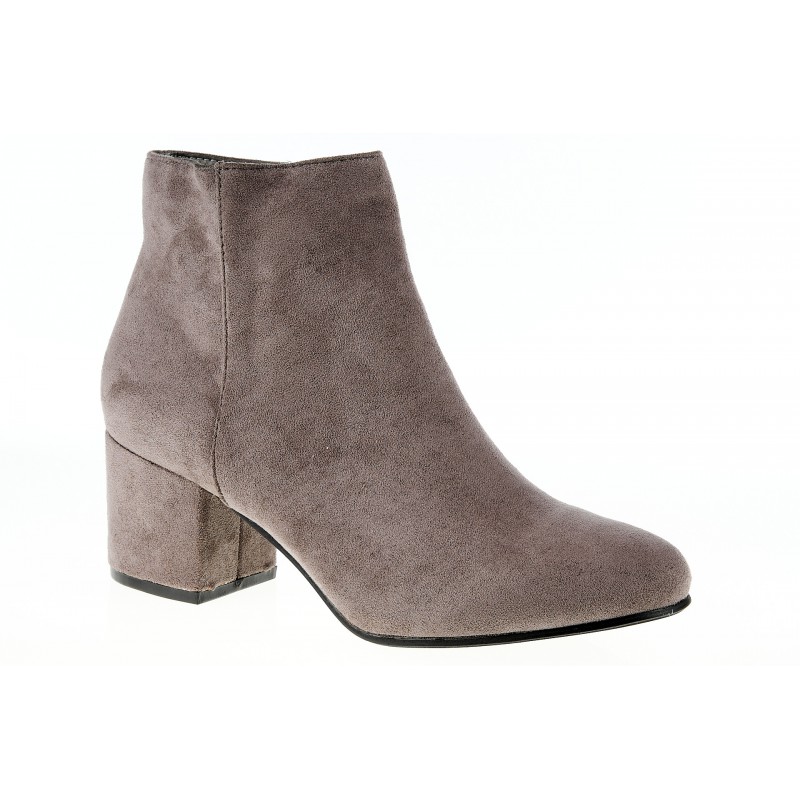 Botki zamszowe na słupku 6 cm. szare