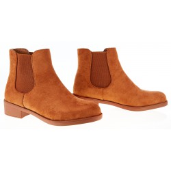 Botki zamszowe sztyblety na niskim obcasie camel