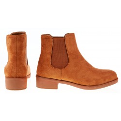 Botki zamszowe sztyblety na niskim obcasie camel