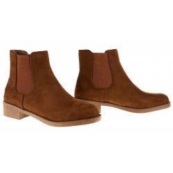 Botki zamszowe sztyblety na niskim obcasie brązowe