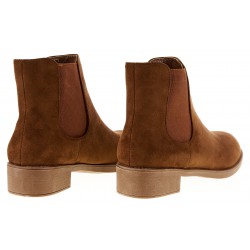 Botki zamszowe sztyblety na niskim obcasie brązowe