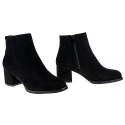 Botki damskie zamszowe na słupku 6 cm. czarne