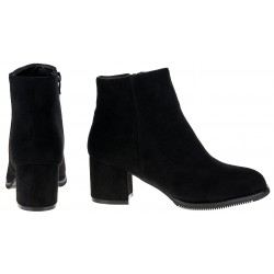 Botki damskie zamszowe na słupku 6 cm. czarne