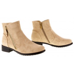 Botki zamszowe na niskim obcasie khaki