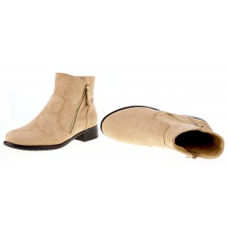 Botki zamszowe na niskim obcasie khaki