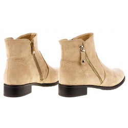 Botki zamszowe na niskim obcasie khaki