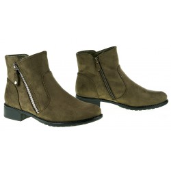 Botki zamszowe na niskim obcasie zielone