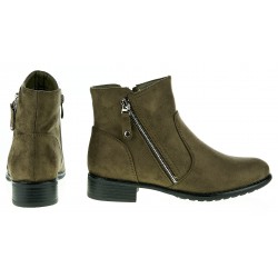 Botki zamszowe na niskim obcasie zielone