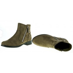 Botki zamszowe na niskim obcasie zielone