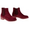 Botki zamszowe sztyblety na niskim obcasie bordowe