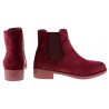 Botki zamszowe sztyblety na niskim obcasie bordowe