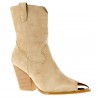 Botki kozaki kowbojki zamszowe na słupku 8,5 cm. beżowe khaki
