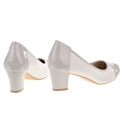 Czółenka ażurowe na słupku 5,5 cm. szare