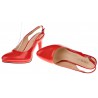 Czółenka bez pięty na szpilce 9,5 cm. czerwone