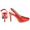 Czółenka bez pięty na szpilce 9,5 cm. czerwone
