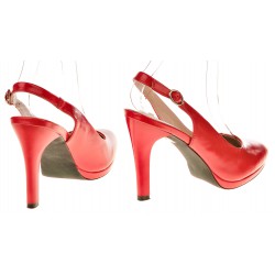 Czółenka bez pięty na szpilce 9,5 cm. czerwone