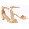 Sandały damskie na obcasie słupku 6,5 cm. nude beż