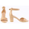 Sandały damskie na obcasie słupku 6,5 cm. nude beż