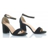 Sandały zamszowe na słupku 7 cm. pasek czarne