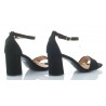 Sandały zamszowe na słupku 7 cm. pasek czarne