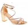Sandały na obcasie słupku 6,5 cm. szampańskie
