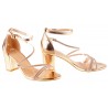 Sandały na obcasie słupku 6,5 cm. szampańskie